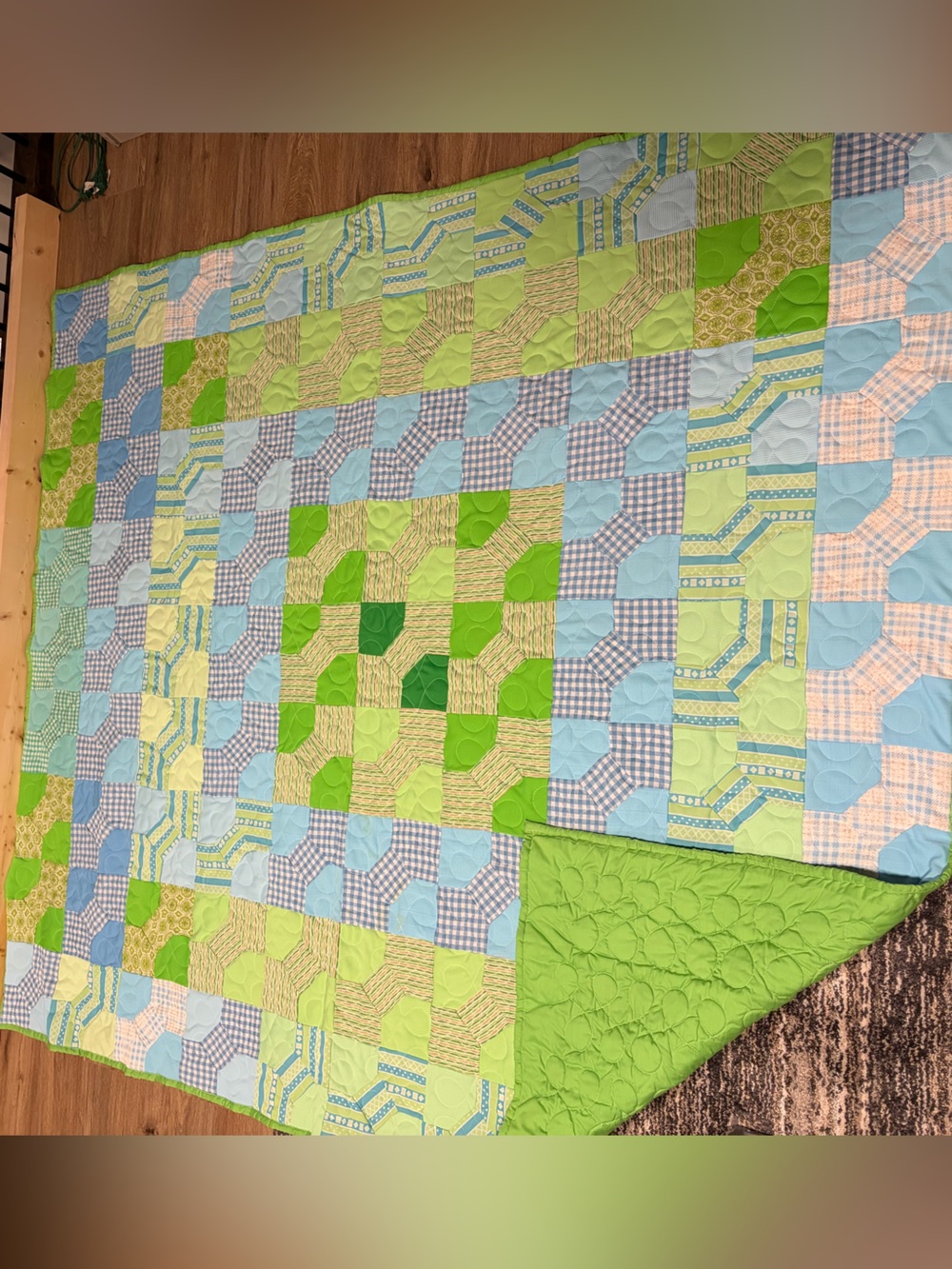 Green & Blue Patchwork Quilt